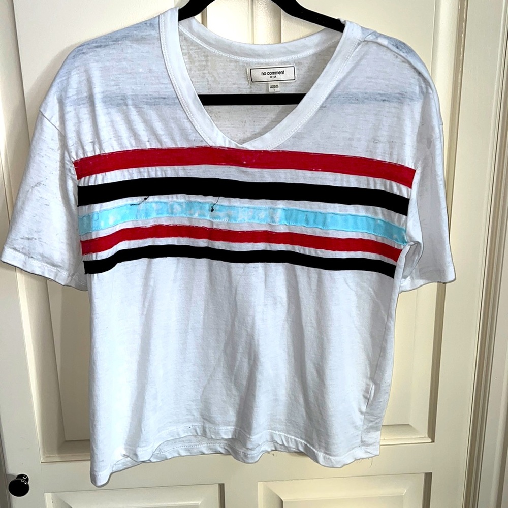 Distressed Stripped T-Shirt, Size L